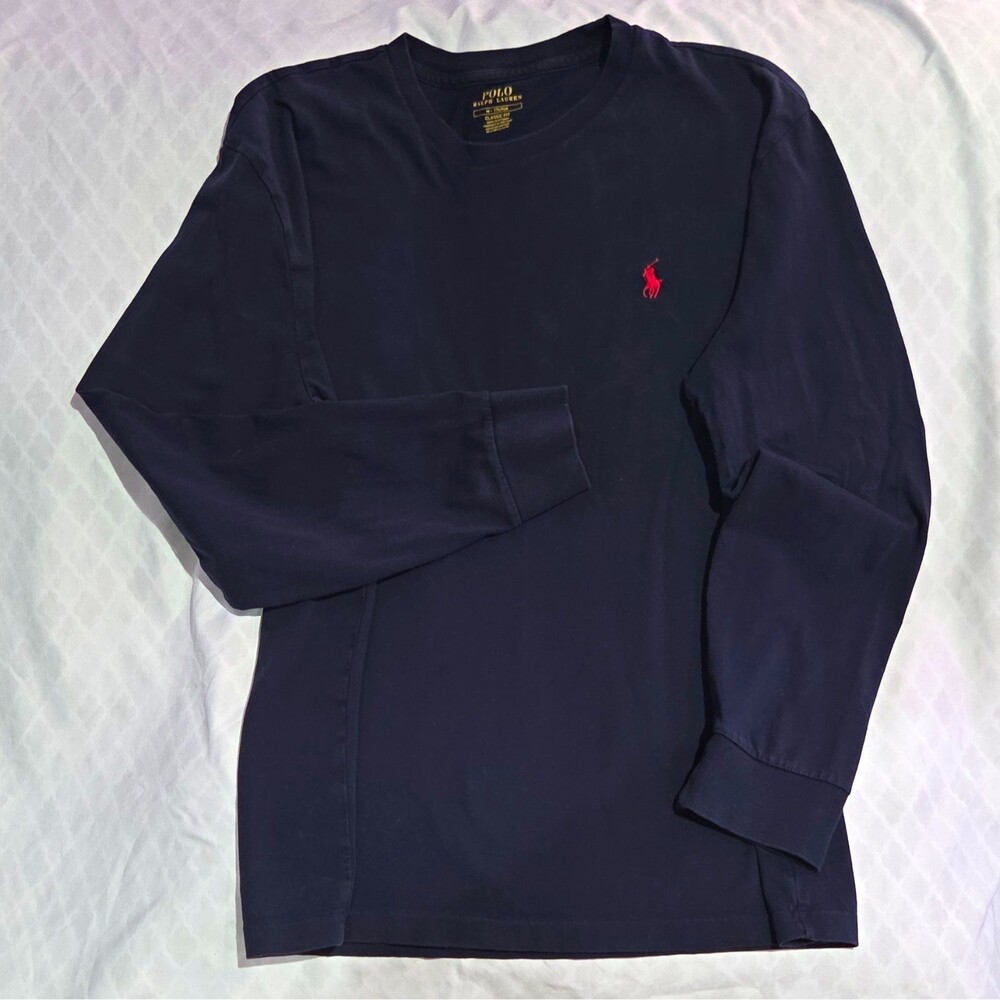 Polo Ralph Lauren Men's Navy Classic Fit Long Sleeve T-Shirt Crew Neck Size M